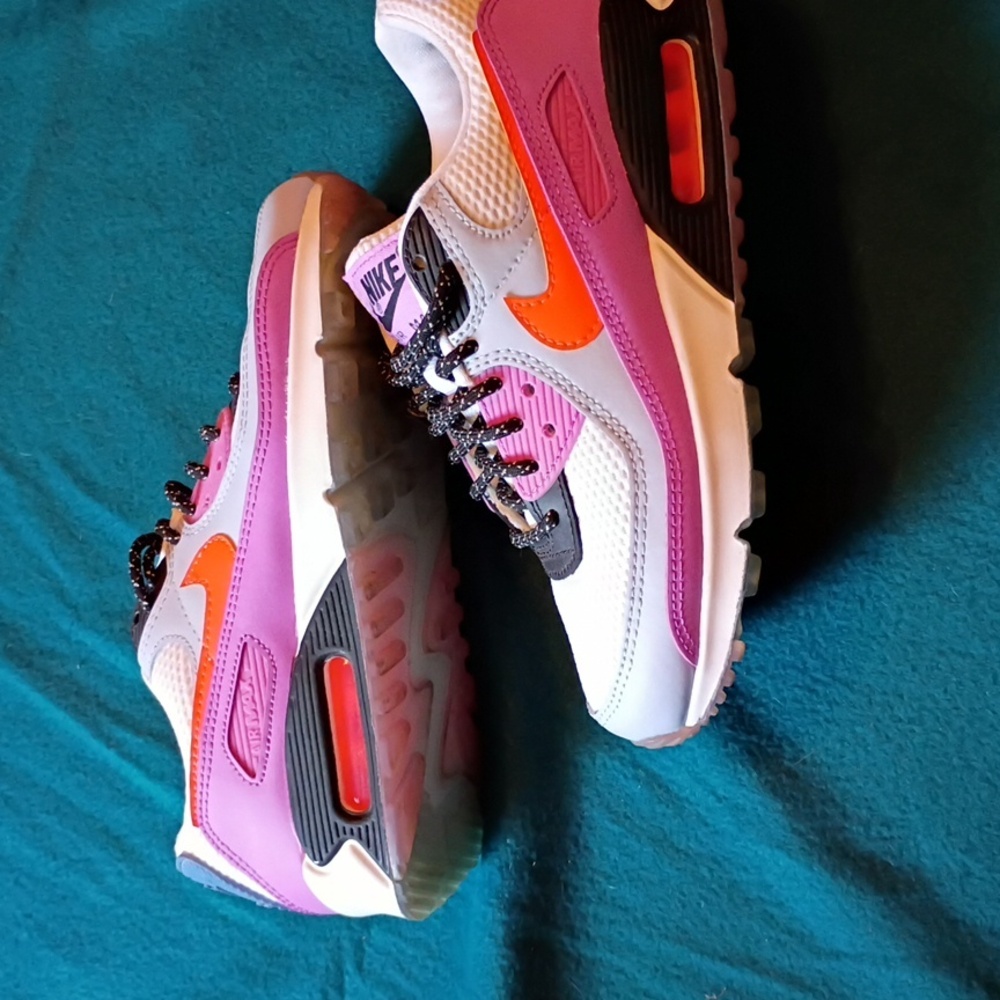 Nike Air Max 90 White and Pink with Orange Accents